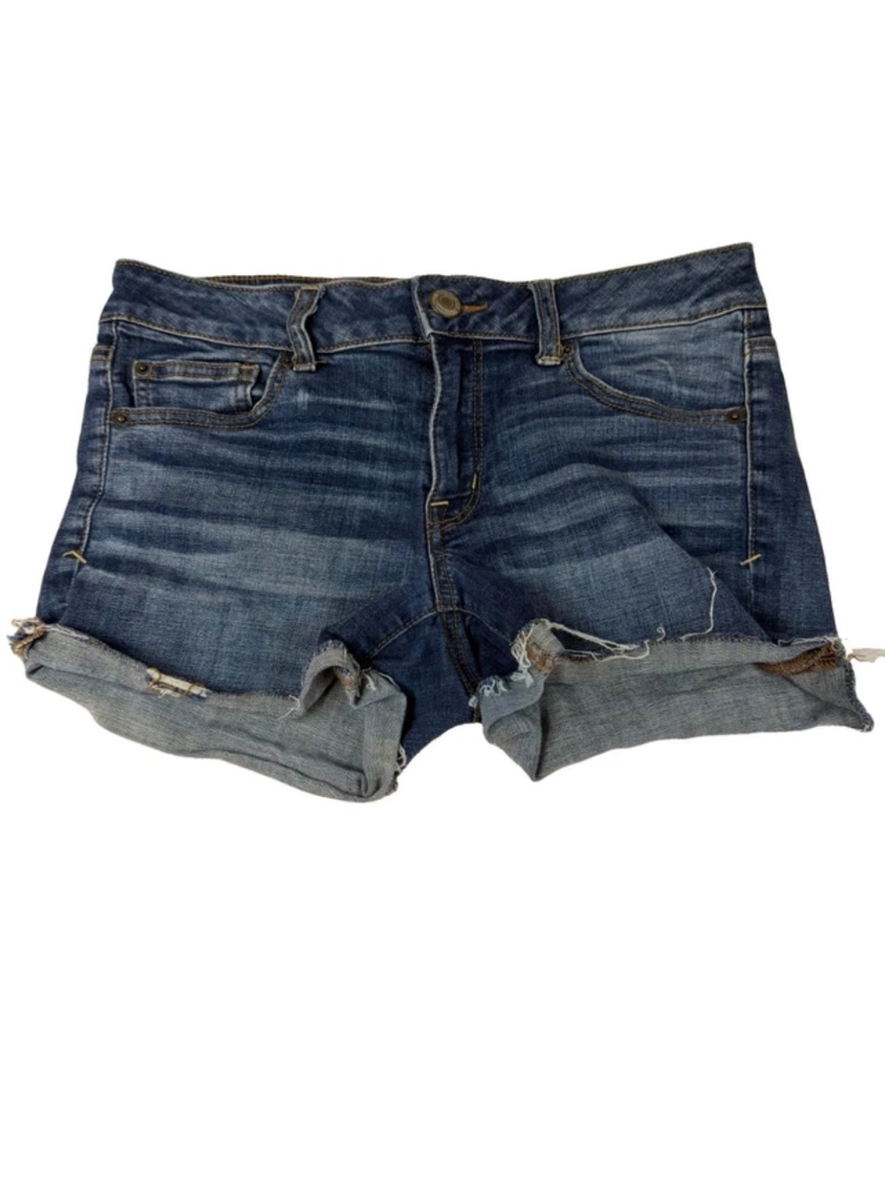 Y2K American Eagle Women’s Size 8 Shortie Shorts Dark Wash Jean Stretch #4268